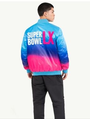 Super Bowl LX Ombre Bomber Jacket - Blue Pink
